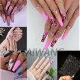 thumbnail image 2 of 24 Piezas uñas postizas decoradas Larga con Pegamento Novia Lujosa Bailarina Francesa Decoración De Uñas Falsas, 2 of 4