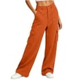 thumbnail image 3 of HomeDM Wide Leg Sweatpants for Women Baggy Casual Athletic Jogger Orange Lounge Pants for Running Workout Size XL, 3 of 7