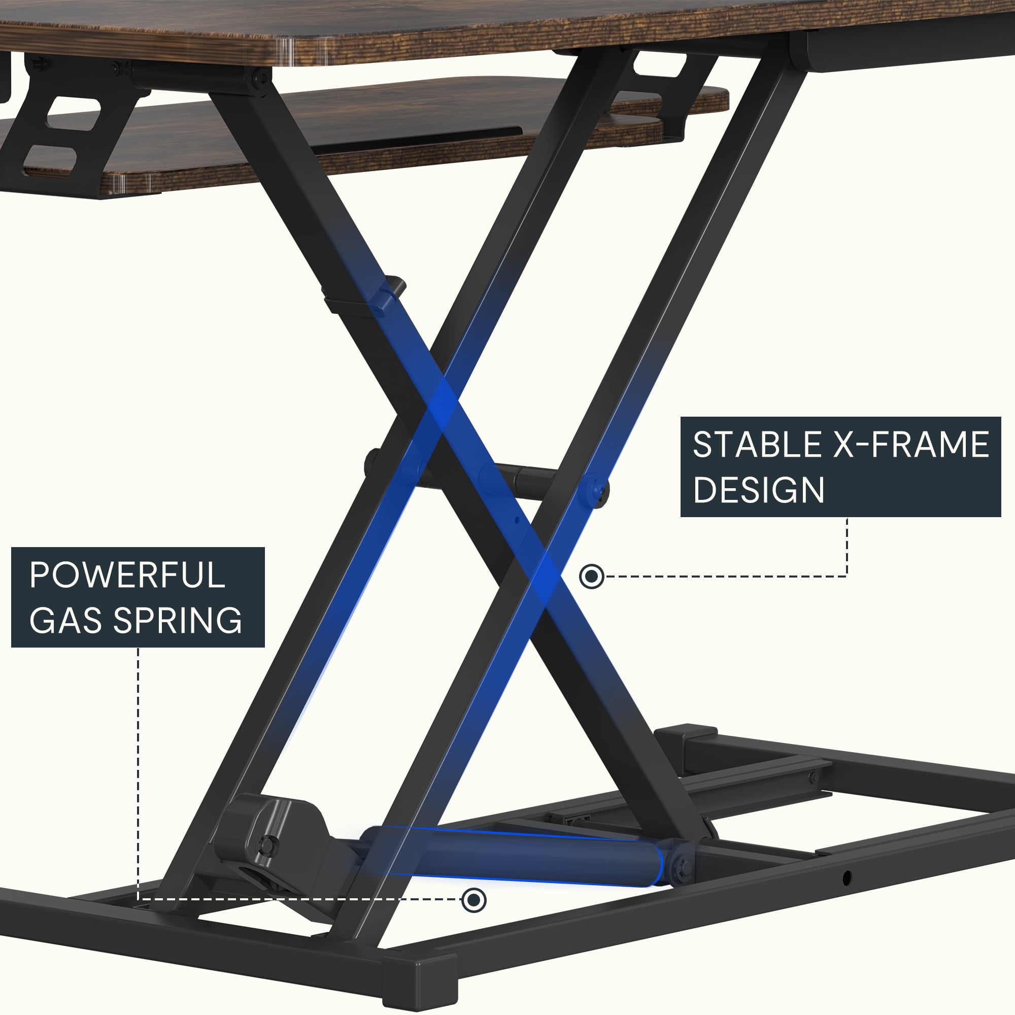 FitStand Home Office Height Adjustable Standing Desk Converter Special Walnut 42" U-Shape with Keyboard Tray