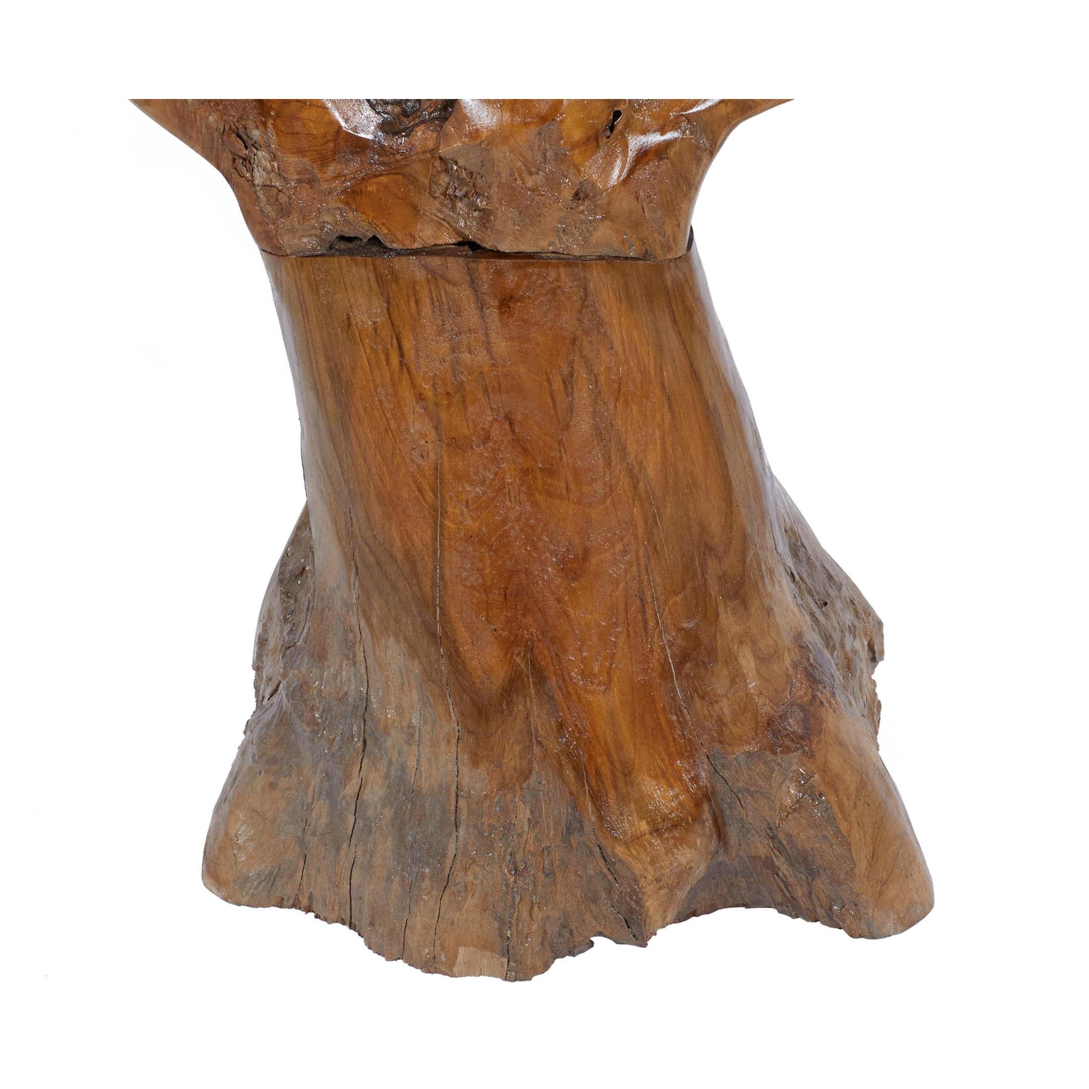 19" x 62" Brown Teak Wood Handmade Live Edge Leaf Sculpture, by DecMode