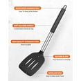thumbnail image 4 of Badiano 2 Pieces Silicone Spatula Sets, Non Stick Cooking Utensils,Slotted Kitchen Turners,Black, 4 of 7
