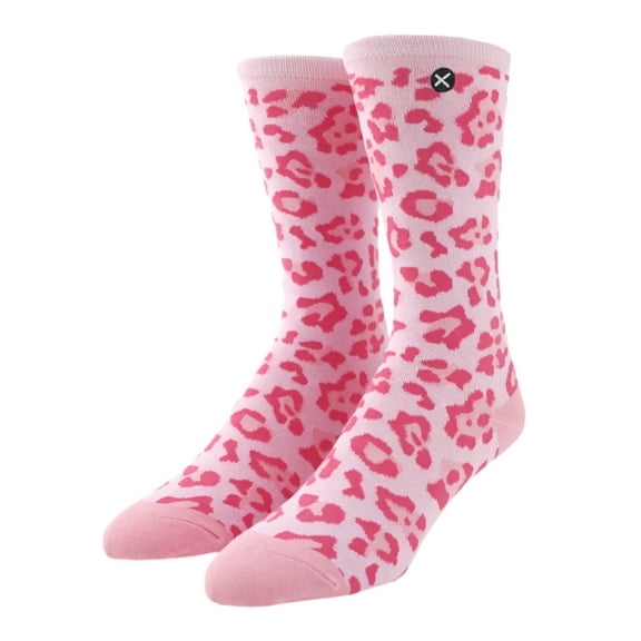 Odd Sox Kander, Leopard Pink Women Crew Length Socks, Fun Cute Styles & Sayings