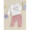 thumbnail image 3 of Bagilaanoe 2PCS Baby Girl Pants Set Toddler Letter Embroidery Long Sleeve Sweatshirt Tops + Sweatpants 3M 6M 12M 18M 24M 3T Kids Casual Sweatsuits, 3 of 9