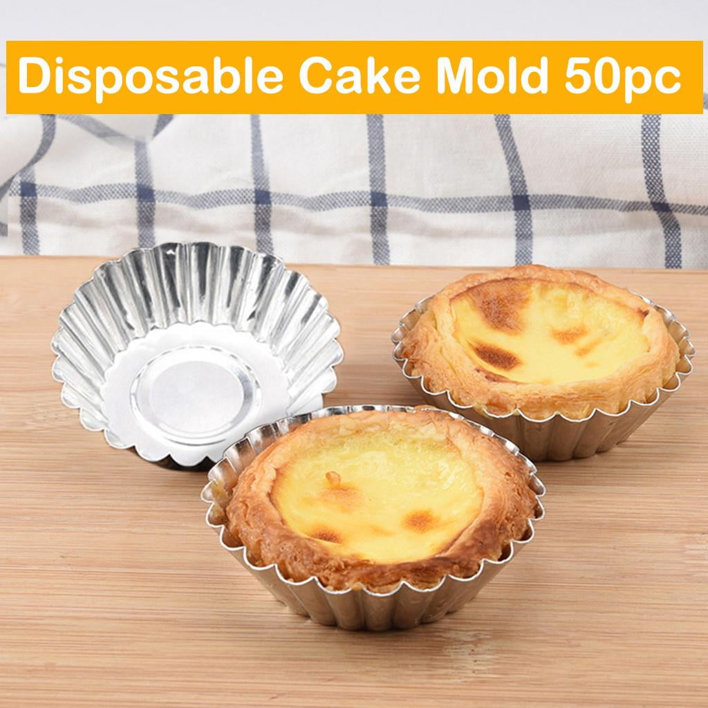 Egg Tart Mold Baking Cups Tins,50pcs Steel Mini Pie Pans Muffin Baking Cups Cupcake Cake Cookie Lined Mould Tin Baking Tool