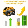 thumbnail image 4 of 2Pack 12.0Ah Replacement Battery for De Walt 20V/60V MAX Flex-Volt DCB609 612 606-2 609-2 Cordless Power Tools Heavy Duty Impact Lithium Ion, 4 of 6