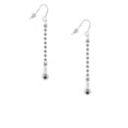 thumbnail image 2 of Delight Jewelry Silvertone Mini Paw with Black Crystal - Silver-tone Long Sparkle Dangle French Earrings, 2 of 4