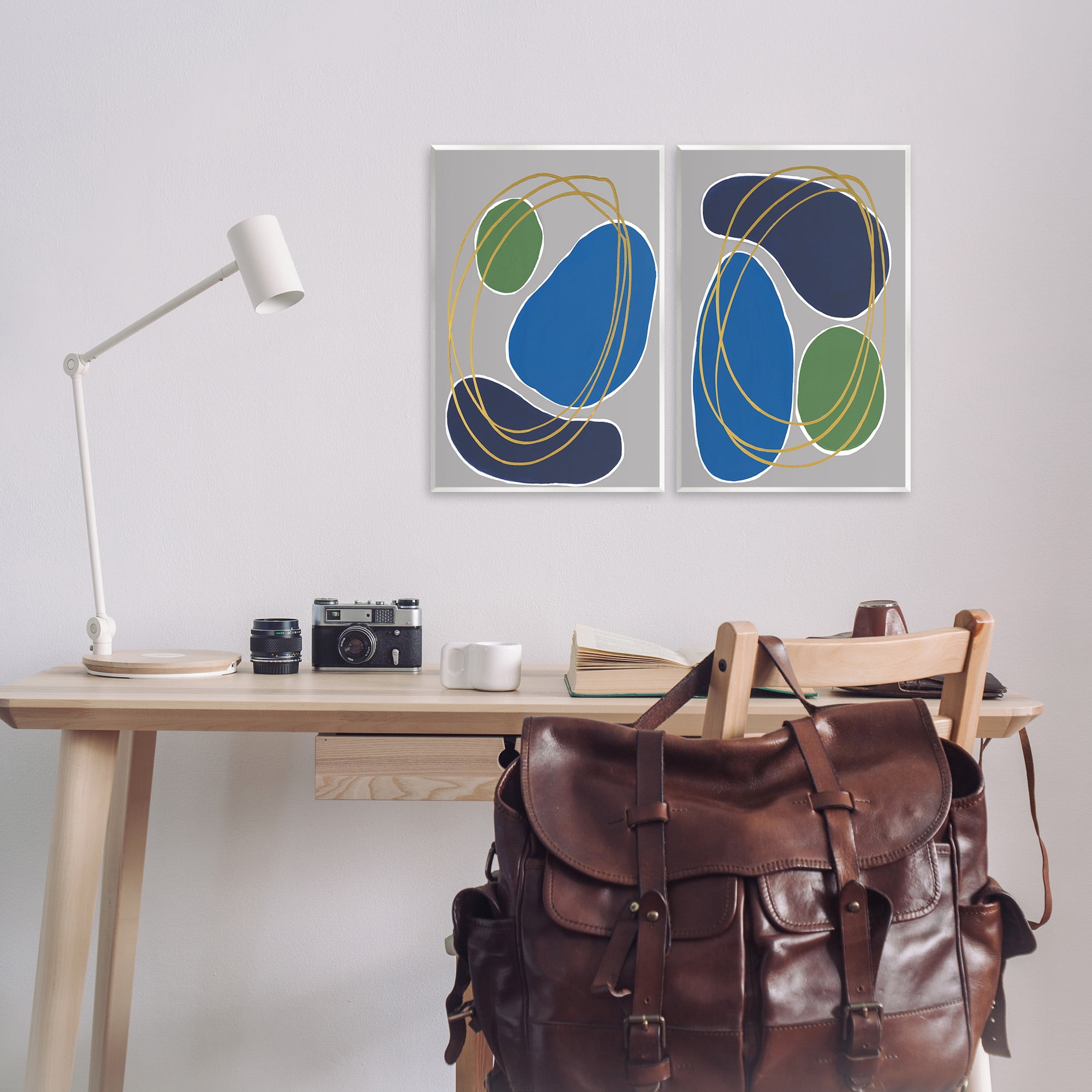 Stupell Industries Contemporary Oblong Shapes Abstract Painting Unframed Art Print Wall Art, 13 x 19, Set of 2