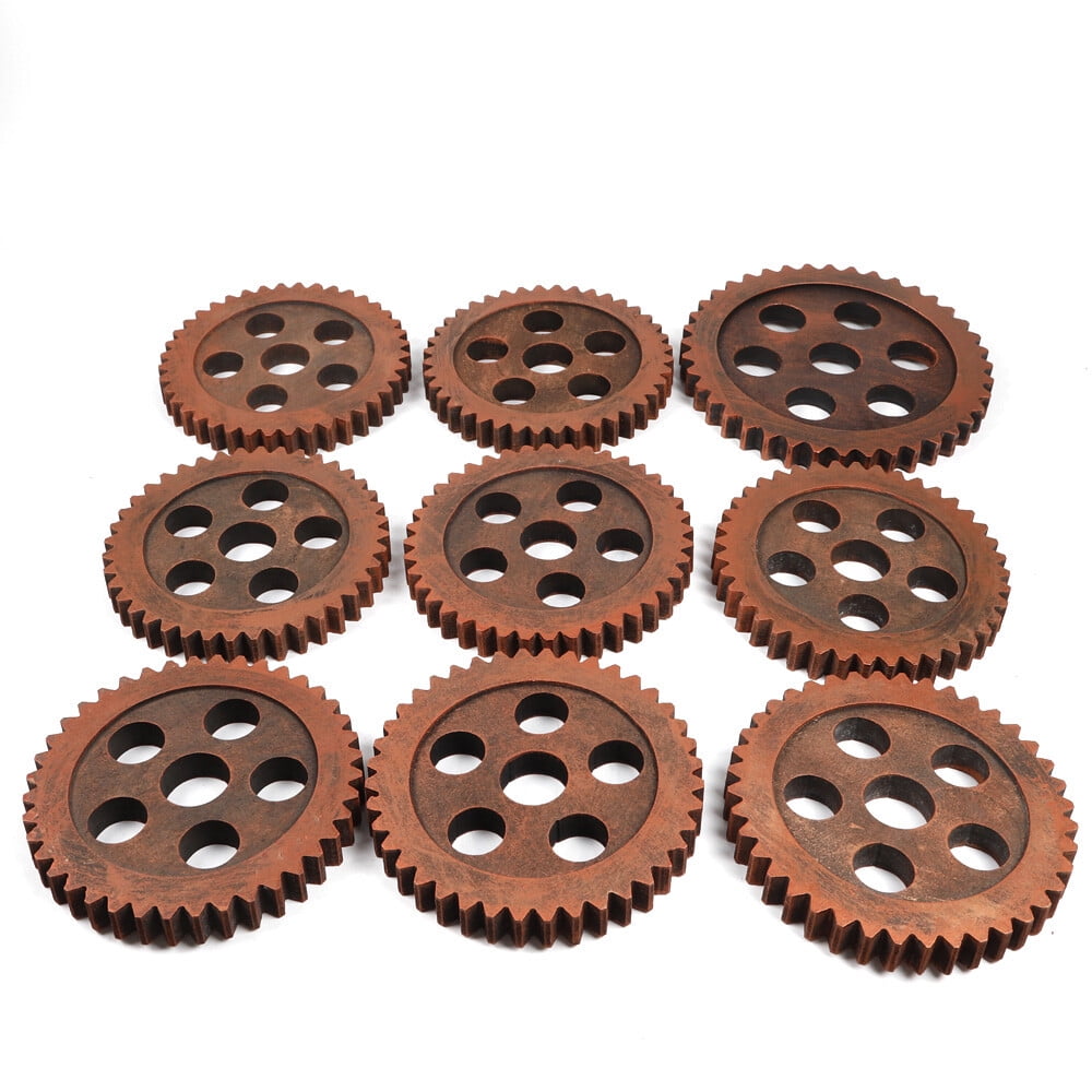 9-Head Gear-Shaped Rustic Ceiling Light Pendant Lamp Fixture Steampunk Gear Chain Chandelier 110V 40W 33.46*17.71in for Residential and Commercial Lighting, Living Rooms, Bedrooms