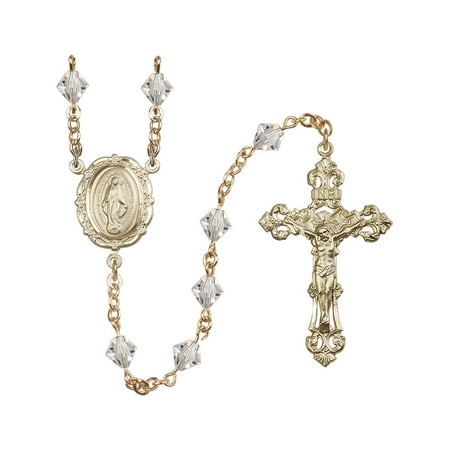 Swarovski Crystal Crucifix - 14kt Yellow Gold Filled Rosary 6mm Crystal Swarovski Rundell beads Crucifix sz 1 7/8 x 1 1/8. Miraculous medal charm