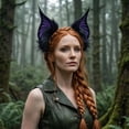 thumbnail image 6 of Hfppkn Plush Bat Ears Headband Gothic Wing Hair Hoop Accessories Purple, 6 of 7