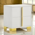 thumbnail image 6 of Dex 22 Inch Nightstand- 2 Drawers with Long Vertical Gold Handles- White, 6 of 6