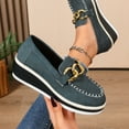 thumbnail image 5 of Pandaie Women's Slip on Platform Loafers Comfort Suede Wedge Penny Loafer Moccasins Business Casual Work Walking Shoes Blue 8.5, 5 of 7