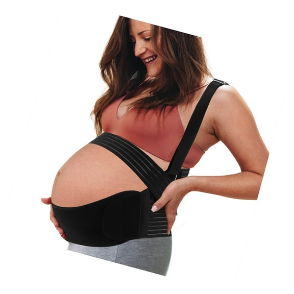 Vocoste Pregnancy Belly Band Shoulder Strap Belly Support Brace Pregnancy Support Belt for Abdomen 1 Set Black X-Large