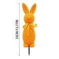 thumbnail image 4 of 1PC 13.77Inch Flocked Easter Bunny Figurines with Bow Tie and Ground Insert Decorations, Large Spring Table Centerpieces for Home Office Indoor Outdoor Party, Solid Color Rabbit Porch, 4 of 7