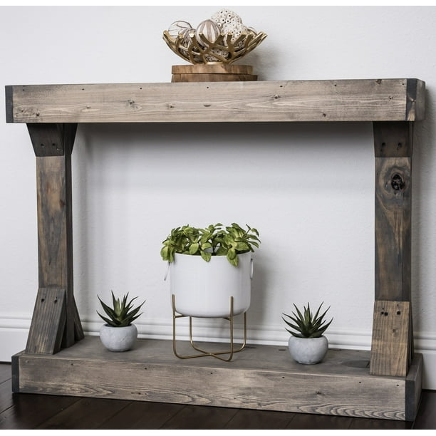 Barb Small Console Table Solid Wood by Del Hutson Designs, Gray