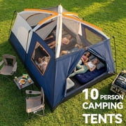 HOTEEL 8-10 Person Camping Tent, Easy Setup Waterproof Windproof Backpacking Tent with Removable Rainfly, Lightweight Portable Outdoor Family Tents for Camping, Travel, Fishing, Hiking, Dark Blue