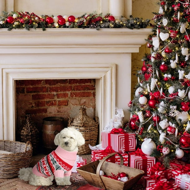 Turtleneck Dog Sweater Warm Dog Christmas Sweater Knitted Dog Clothes for Small Medium Dogs Size Large