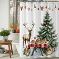 thumbnail image 4 of Christmas Shower Curtain, Xmas Balls Winter Pine Tree Fruits Gifts Waterproof Fabric Shower Curtains with 12 Hooks, Bathroom Curtain Set for Bathroom Accessories Decor, 72 x 96 Inches, 4 of 9