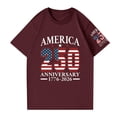 thumbnail image 5 of Women's Short Sleeve Round Neck T-Shirt with USA 250th Anniversary Flag Print, Loose Fit Casual Independence Day Top for Patriotic Celebrations Wine M, 5 of 5