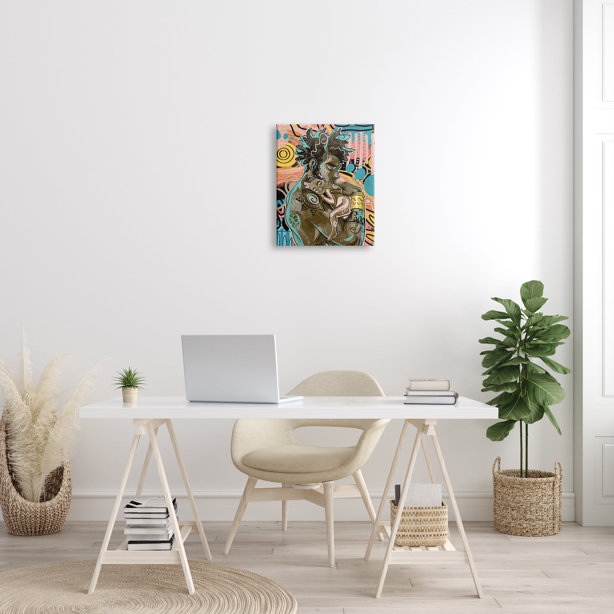 Stupell Indtries Father Holding Newborn Baby Bold Abstract Pattern,16 x 20,Design by Jtin Copeland