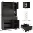 thumbnail image 3 of Bifanuo Kitchen Pantry Storage Cabinet, Large Buffet Cabinet with Power Outlets and Led Lights, 71'' Tall Kitchen Hutch Cabinet with Microwave Stand for Dining Room, Black, 3 of 7