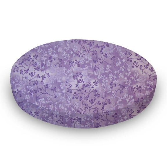 SheetWorld Fitted 100% Cotton Percale Oval Crib Sheet, Fits Stokke Sleepi 26 x 47, Lavender Blossoms