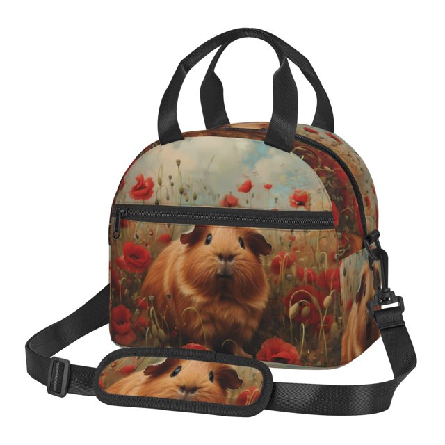 Fotbe Rose Cute Guinea Pig Bolsa de Almuerzo con Estampado, Lonchera Aislada, Contenedores de Comida Reutilizables Tipo Cooler a Prueba de Fugas