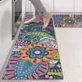 thumbnail image 2 of Kitchen Rugs Sets Of 2,Multicolor Ethnic Paisley and Floral Pattern Anti Fatigue Kitchen Mat Rugs Non Slip Washable,Decorative Kitchen Floor Mats for Kitchen,Sink,Laundry,17"X47", 2 of 5