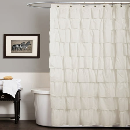 Ruffle Shower Curtain Off-White - Lush Décor