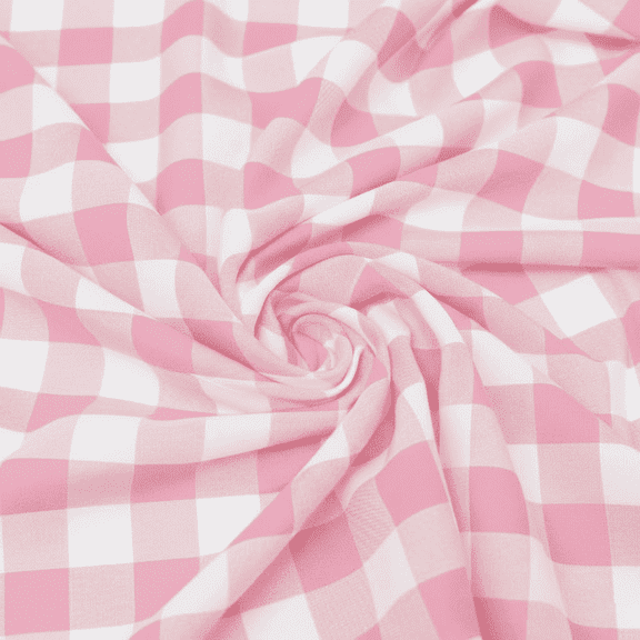 Pink and White Buffalo Check Gingham Fabric 60 Inch Wide Halloween Polyester Poplin by the Yard