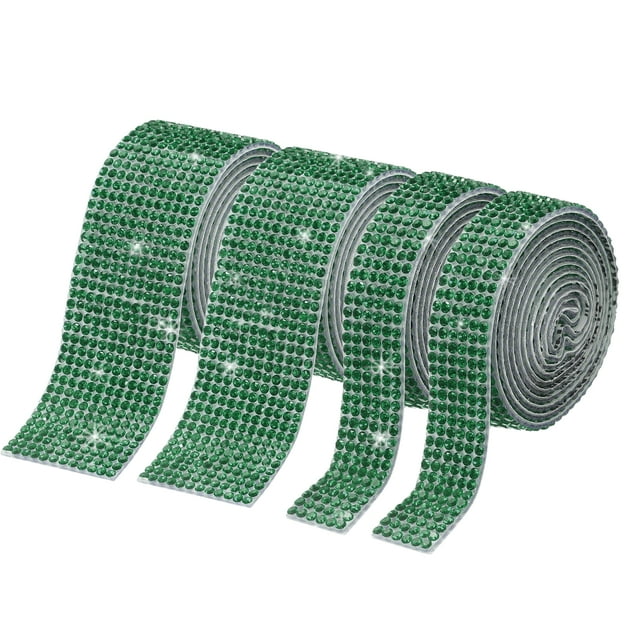 Unique Bargains 2 Roll 1 Yard 13.5/27mm Self Adhesive Crystal Rhinestone Ribbon for Crafts Project, Dark Green