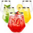 thumbnail image 1 of Plastic Stemless Wine Glasses Maaacute 40 Pack 350mL Gold Rim, 1 of 7