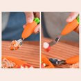 thumbnail image 4 of M Buder Set de Alimentación de Silicona para Bebés Plato Antideslizante con Ventosa Cuchara Tenedor Popote Cepillo Forma de Zanahoria Color Naranja 24 cm / 9.4 inches, 4 of 9