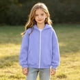 thumbnail image 3 of HomeDM Girls Boys Long Sleeve Sweatshirts Full Zip Long Sleeve Hoodie with Pockets Solid Color, 3 of 10