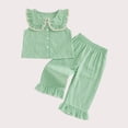 thumbnail image 5 of Mitankcoo Toddler Girls Plaid Outfit Turn Down Neck Sleeveless Tops Elastic Waist Ruffle Pants Casual Wear 12M-5Y, 5 of 5