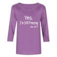thumbnail image 6 of Jsaierl Tops for Women 3/4 Sleeve Summer Round Neck Shirts Cute Print Petite Blouses Work Dressy T-shirts Top S-5XL, 6 of 7