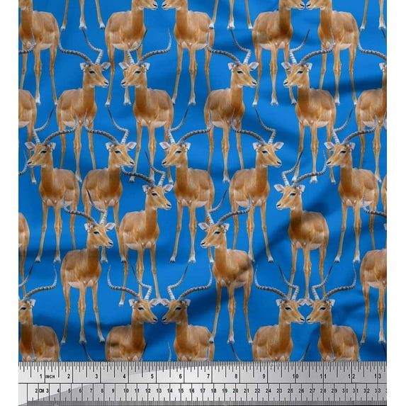Soimoi Cotton Poplin Fabric Reindeer Animal Print Fabric by Yard 42 Inch Wide