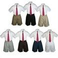 thumbnail image 1 of 3pc Set Boy Toddler Formal Party Burgundy Necktie White Black Khaki Shorts S-4T, 1 of 2