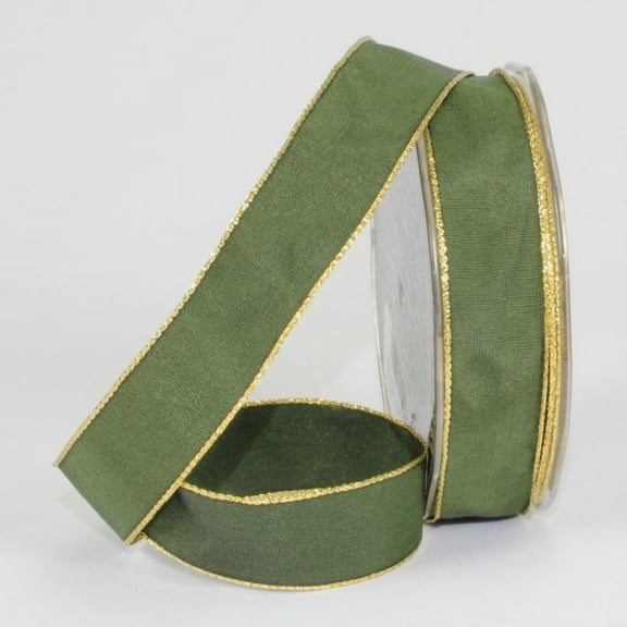 The Ribbon People Forest Green and Gold Solid Wired Craft Ribbon 1" x 54 Yards