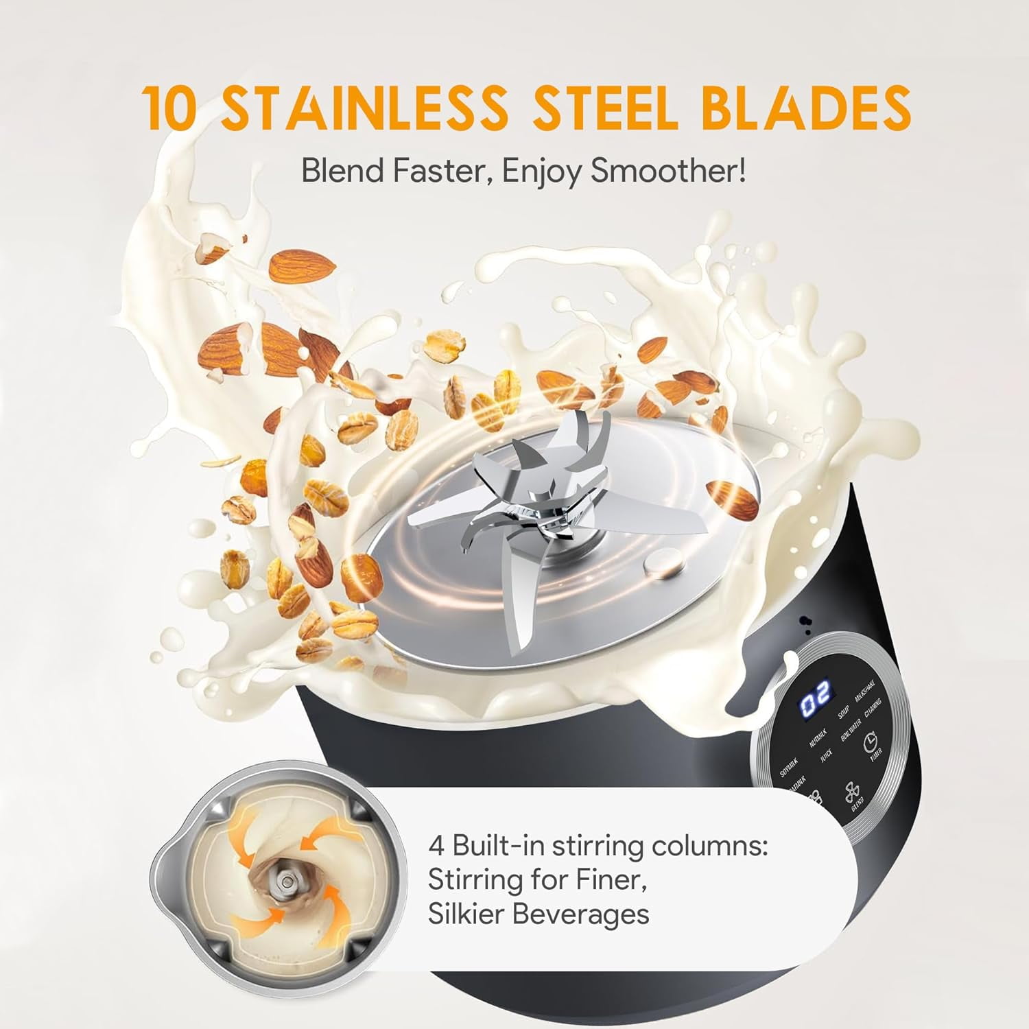 8 in 1 Nut Milk Maker Blender, 40oz Homemade Soy, Almond, Oat, Coconut, Plant Based Milks and Non Dairy Beverages, Automatic Soybean Milk Machine with Delay Start/Keep Warm/Boil Water, Black