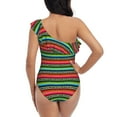 thumbnail image 5 of Zufioo Mexican Leopard Serape Blanket Stripes Print One-shoulder Ruffled One-piece Swimsuit, High Elastic Integrated Removable Chest Pad Swimsuit Suitable for Beach, Pool and Vacation-X-Large, 5 of 6