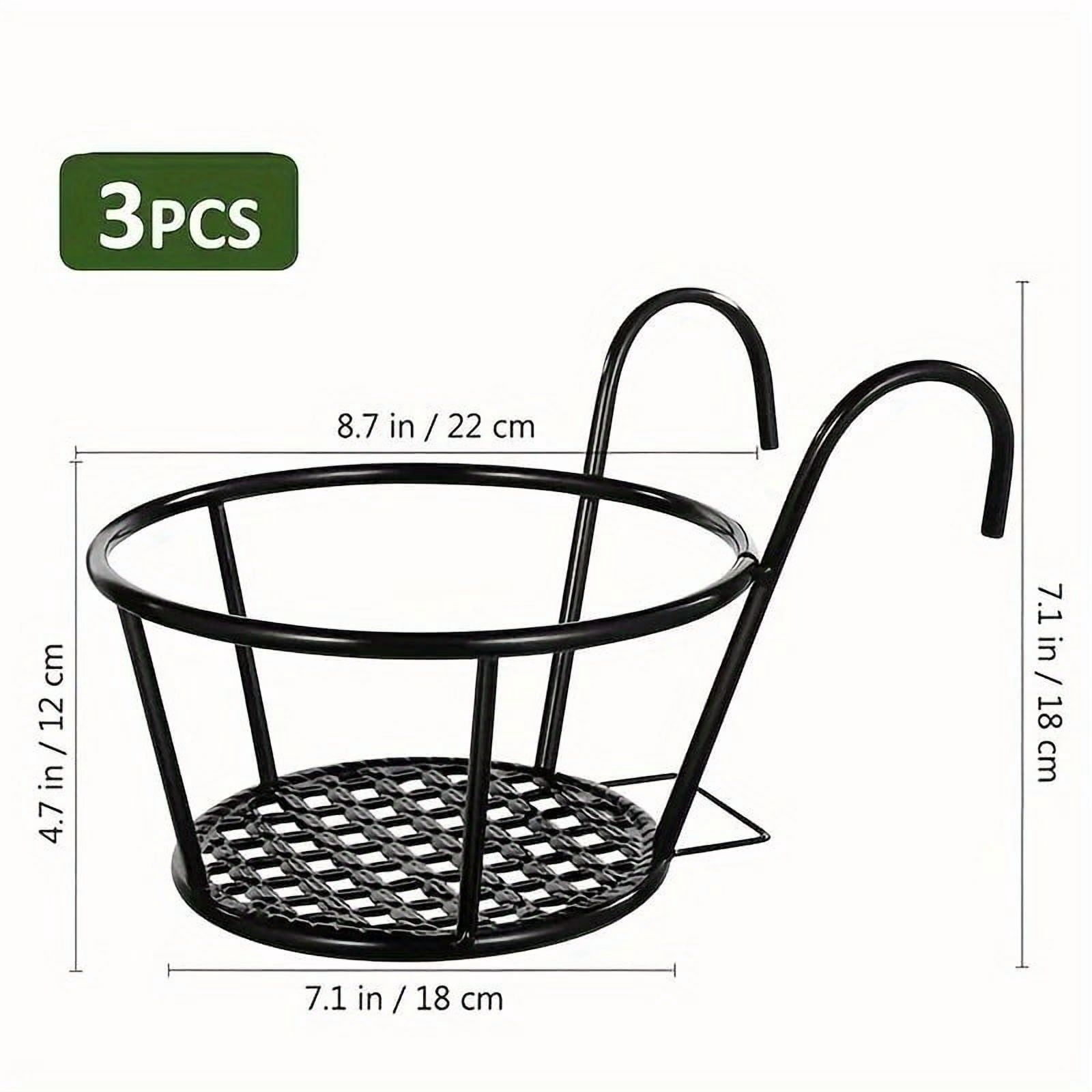 Set of 3 Black Hanging Planters with Hooks for Indoor and Outdoor Gardening, Perfect for Balconies, Fences, and Walls, Durable Metal Design with Removable Planting Baskets