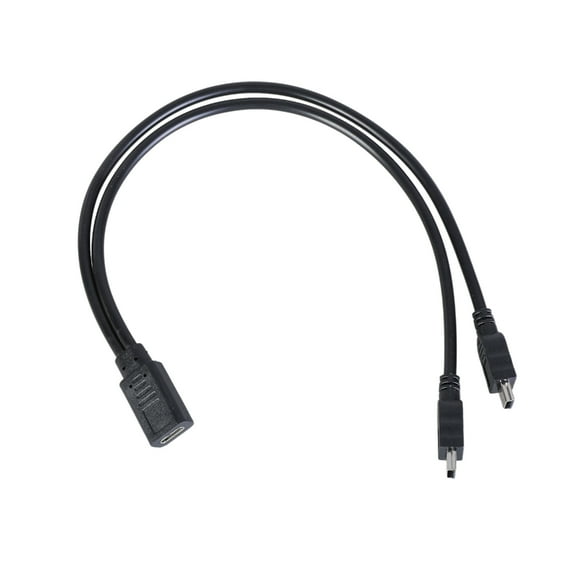 Yammee USB C Female to Double Mini USB Male Splitter Converter Adapter Extension Cable