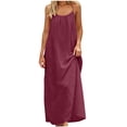 thumbnail image 2 of CALAFEBILA Womens Maxi Dresses Summer Party Tank Sleeveless Sundresses for Women Solid Crew Neck Casual Backless Full Length Dresses, 2 of 5