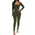 thumbnail image 1 of Sedceaty Women Workout Romper Solid Color Backless Long Sleeve Pants Jumpsuits for Sports Gym Yoga Fitness, 1 of 5
