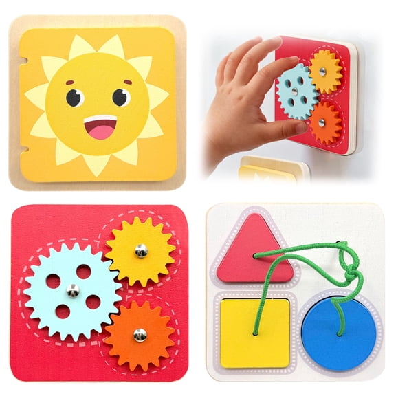 Montessori Busy Board for 1 Year Old, Sensory Toys for Toddler, Wooden Learning Toy for Boys Girls, Birthday Gifts Toys for 1-2-3 Year Old