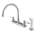 thumbnail image 1 of Double Handle Goose Neck Kitchen Faucet with White Sprayer, 1 of 1