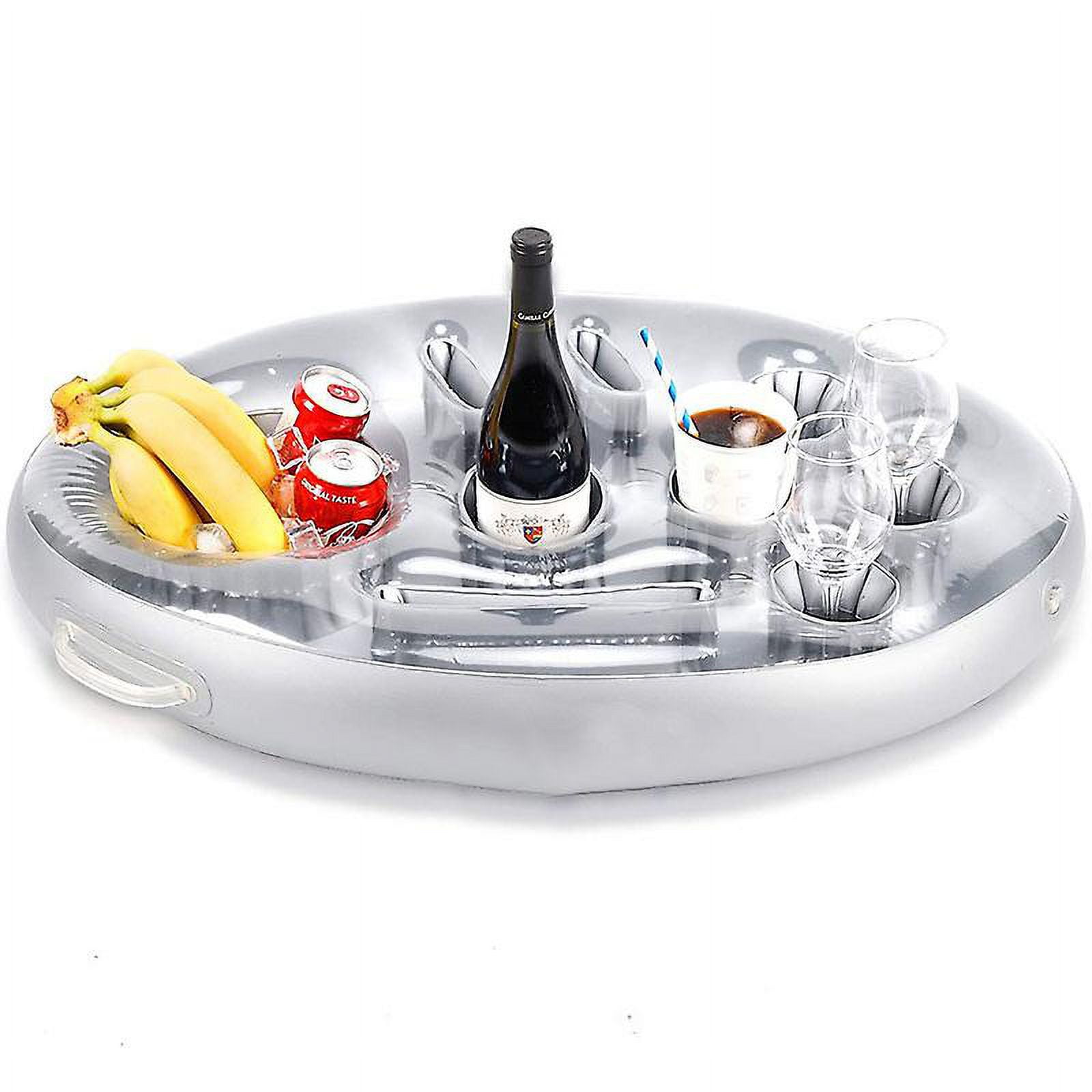 Bar de Piscine Gonflable 2-en-1, Porte-Gobelet Flottant 9 Trous et Bac de Rafraîchissement pour Snacks - Jeux - Jouets