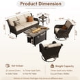 thumbnail image 2 of Toject Outdoor Patio Furniture Set, All-Weather Brown Wicker Outside Furniture with 42 Inch Fire Pit Table, 5 Pieces Conversation Set with Swivel Chairs for Backyard Deck Garden, Beige, 2 of 8