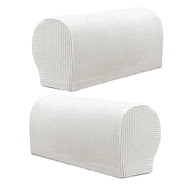 Funda de reposabrazos suave de elastano, elástica, para sofás y sillas. Blanco